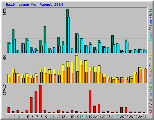 Daily usage for August 2024