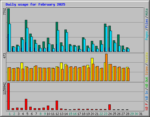 Daily usage for February 2025