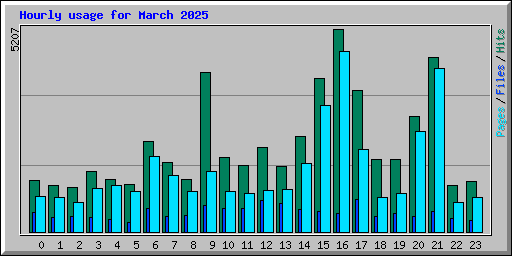 Hourly usage for March 2025